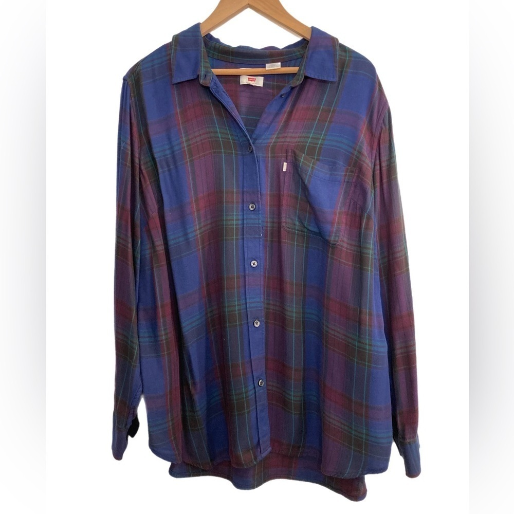 Levi’s boyfriend got super soft plaid long sleeve button up shirt jacket shacket